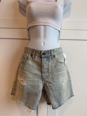 AG Adriano Goldschmied AG-ED High-Rise Distressed Shorts Light Wash NWT 27